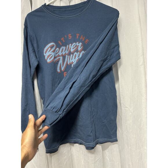 Bucees T Shirt Adult Small Blue Long Sleeve Its The Beaver Nuggets For Me - Picture 3 of 6
